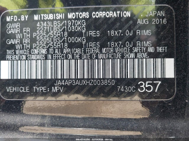 2017 MITSUBISHI OUTLANDER SPORT JA4AP3AUXHZ003850 Photo 8