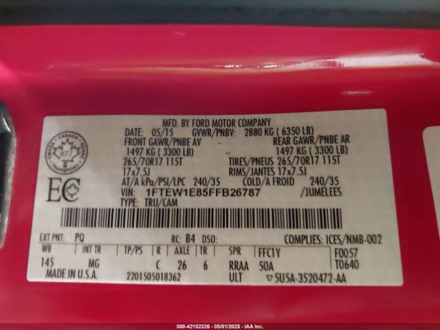 1FTEW1E85FFB26787 Ford F-150 Xlt
