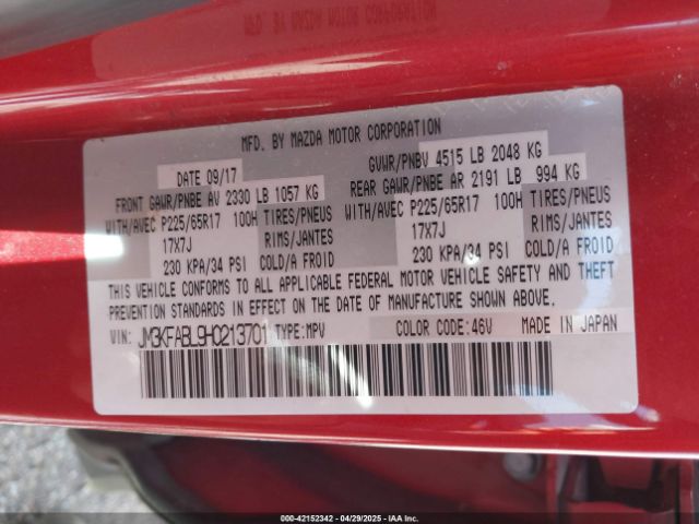 JM3KFABL9H0213701 Mazda CX-5 SPORT