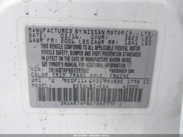 3N1AB7AP8GY282992 Nissan SENTRA S