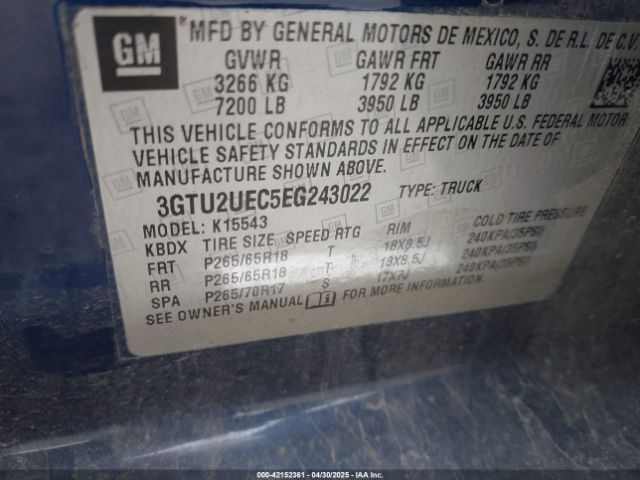 3GTU2UEC5EG243022 GMC Sierra 1500 Sle