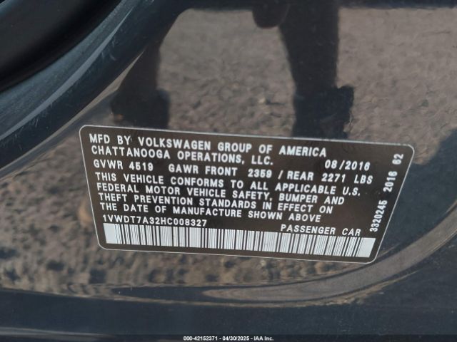 1VWDT7A32HC008327 Volkswagen Passat 1.8t R-line