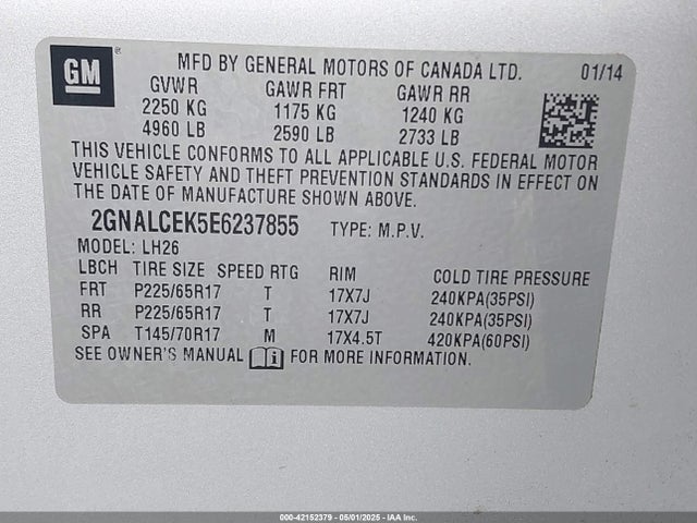2GNALCEK5E6237855 Chevrolet Equinox 2lt