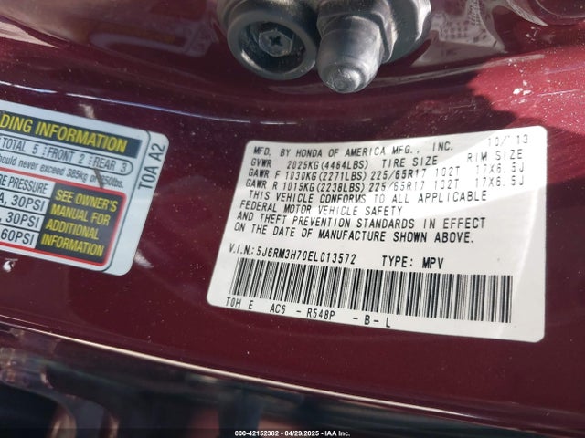 5J6RM3H70EL013572 Honda Cr-v Ex-l