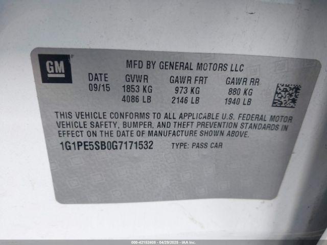 1G1PE5SB0G7171532 Chevrolet Cruze Limited 1lt Auto