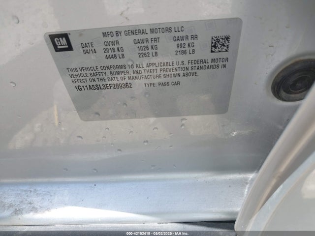 Chevrolet Malibu 1fl 2014 1G11A5SL3EF289362 Image 9