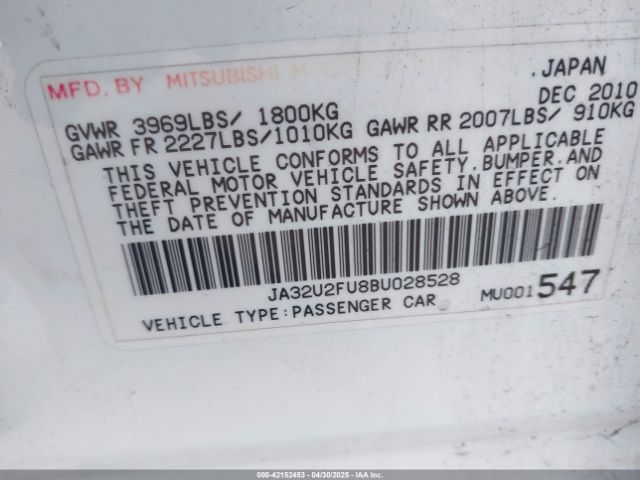 2011 MITSUBISHI LANCER JA32U2FU8BU028528 Photo 8