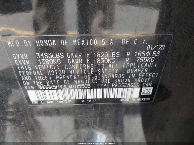 3HGGK5H43LM705505 Honda FIT LX