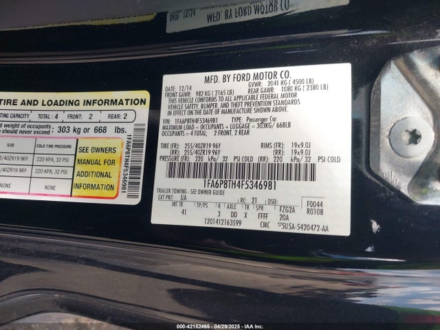 1FA6P8TH4F5346981 Ford Mustang Ecoboost