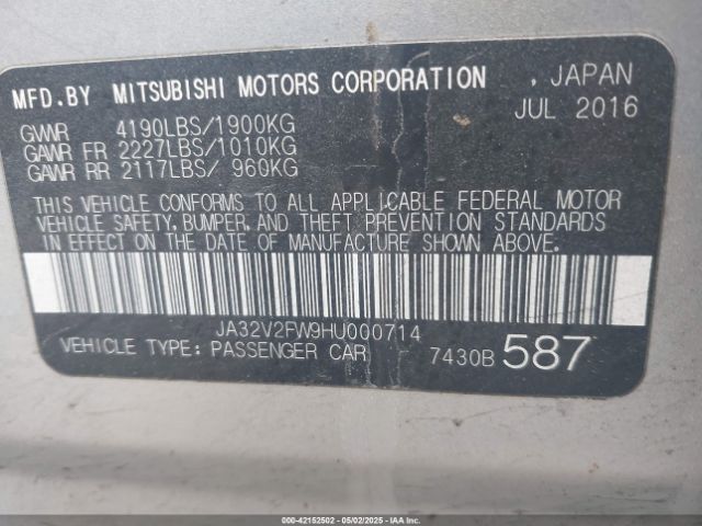 2017 MITSUBISHI LANCER JA32V2FW9HU000714 Photo 8