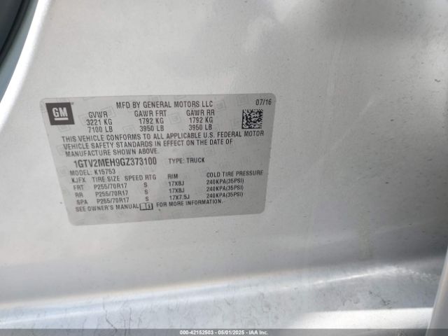 1GTV2MEH9GZ373100 GMC Sierra 1500 Sle