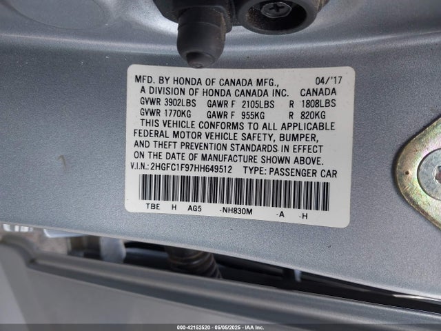 2HGFC1F97HH649512 Honda l15b7