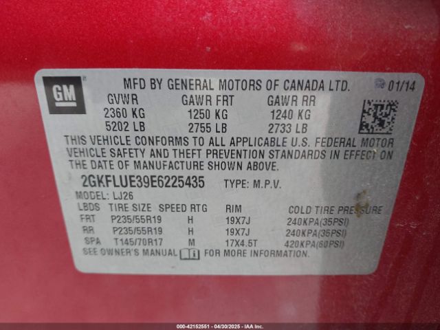 2014 GMC TERRAIN 2GKFLUE39E6225435 Photo 8