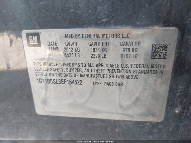 Chevrolet Malibu 1ls 2014 1G11B5SL3EF164522 Image 9