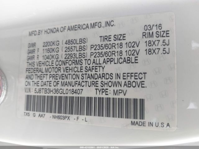 2016 ACURA RDX 5J8TB3H36GL018407 Photo 8