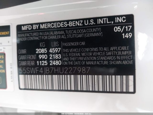 55SWF4JB7HU227987 Mercedes-Benz C 300 Luxury/sport