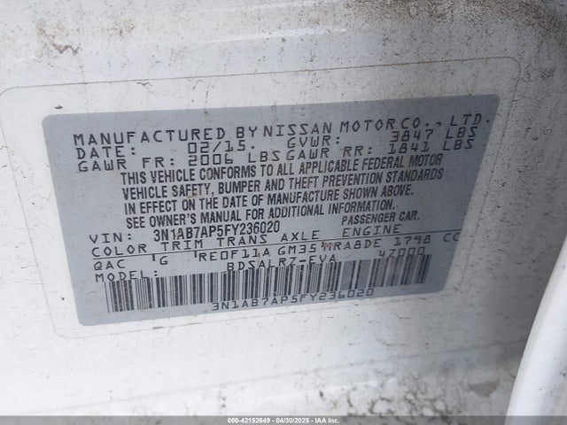 3N1AB7AP5FY236020 Nissan SENTRA SR