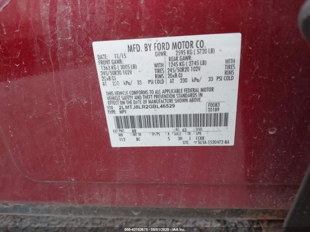 2LMTJ8LR2GBL46529 Lincoln Mkx Reserve