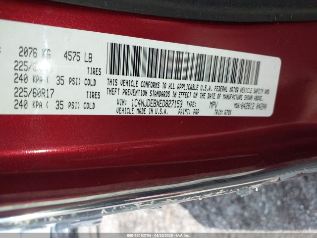 1C4NJDEBXED827153 Jeep Compass Latitude