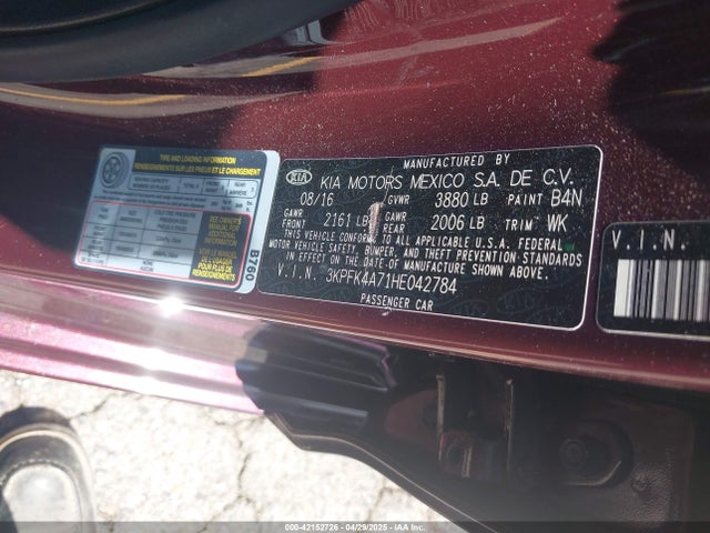 3KPFK4A71HE042784 KIA FORTE LX