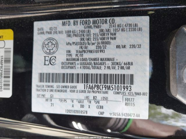 1FA6P8CF9M5101993 Ford MUSTANG GT