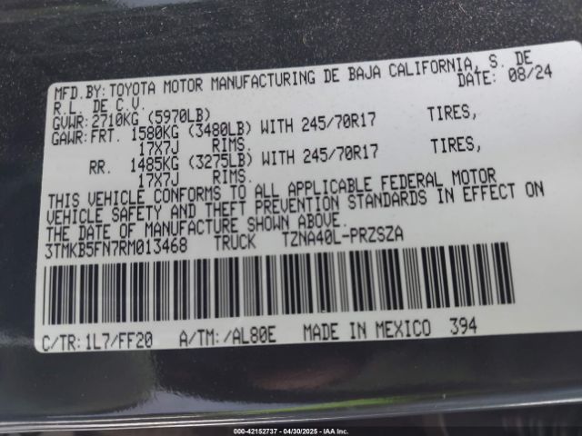 3TMKB5FN7RM013468 Toyota Tacoma Sr5 2wd