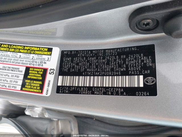 4T1KZ1AK2PU082946 Toyota Camry Xse V6
