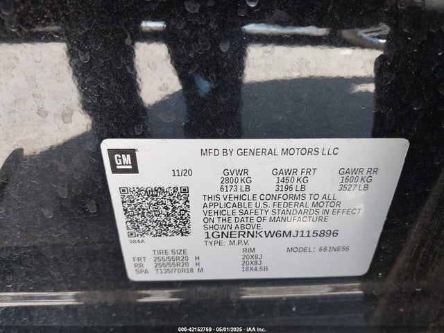1GNERNKW6MJ115896 Chevrolet lfy