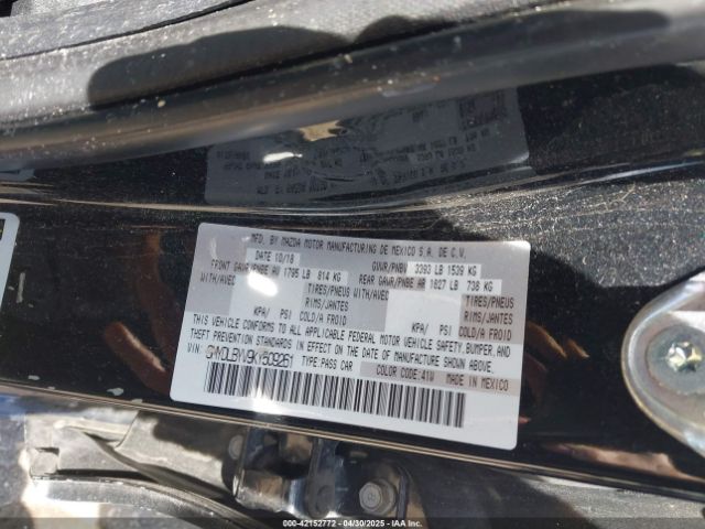 3MYDLBYV9KY509261 Toyota YARIS LE