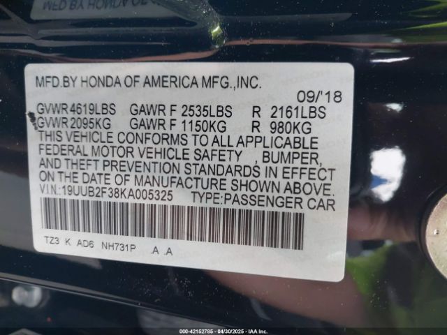 2019 ACURA TLX 19UUB2F38KA005325 Photo 8