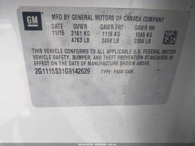 2G1115S31G9142629 Chevrolet Impala 2lt