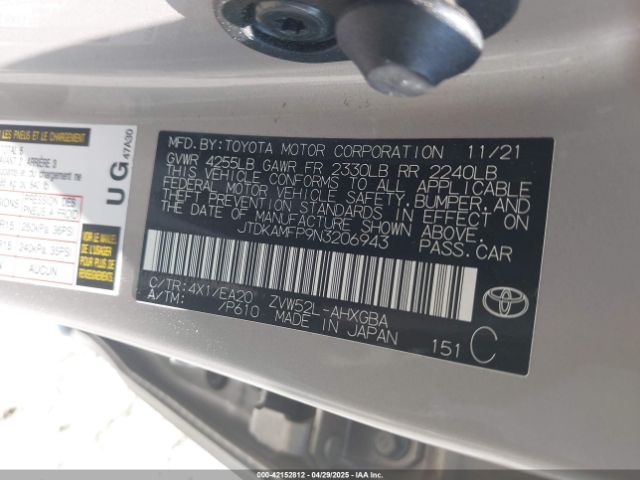 JTDKAMFP9N3206943 Toyota Prius Prime Xle
