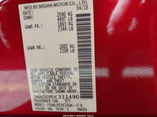 2018 NISSAN LEAF 1N4AZ1CP9JC311490 Photo 8