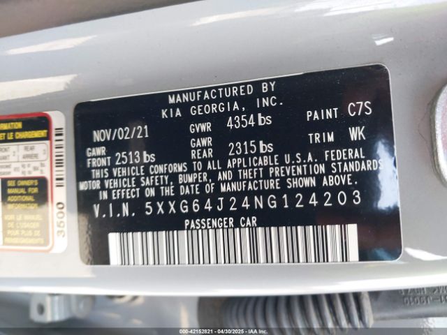 2022 KIA K5 5XXG64J24NG124203 Photo 8
