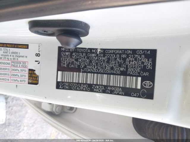 JTDKN3DU5E0369436 Toyota Prius