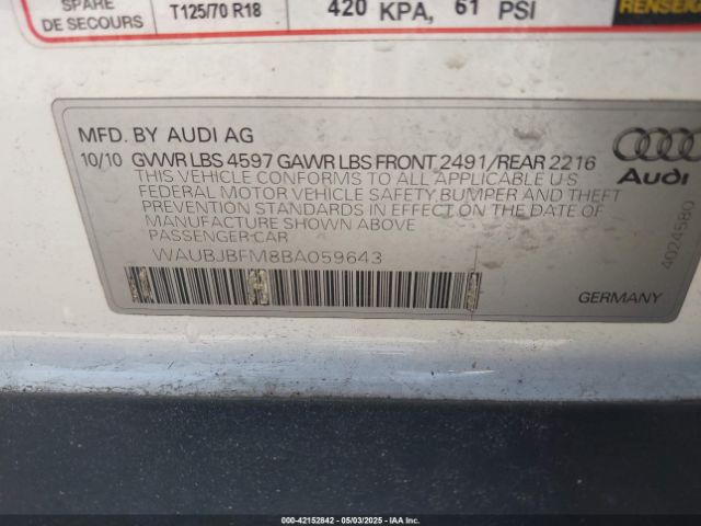 2011 AUDI A3 WAUBJBFM8BA059643 Photo 8
