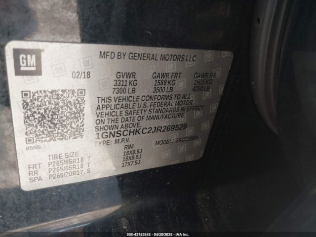 2018 CHEVROLET SUBURBAN 1GNSCHKC2JR269529 Photo 8