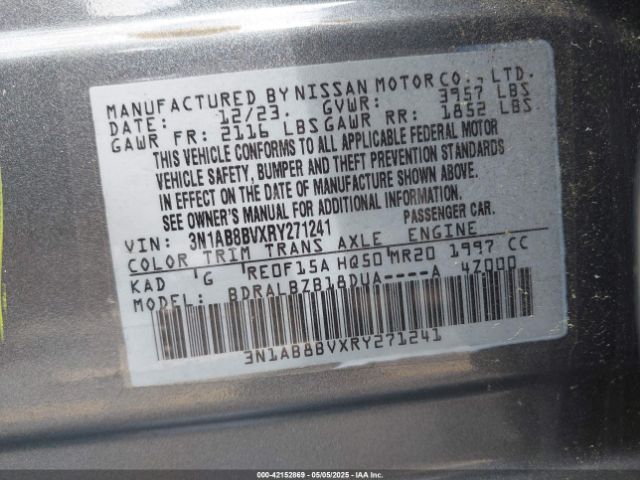 3N1AB8BVXRY271241 Nissan Sentra S Xtronic Cvt