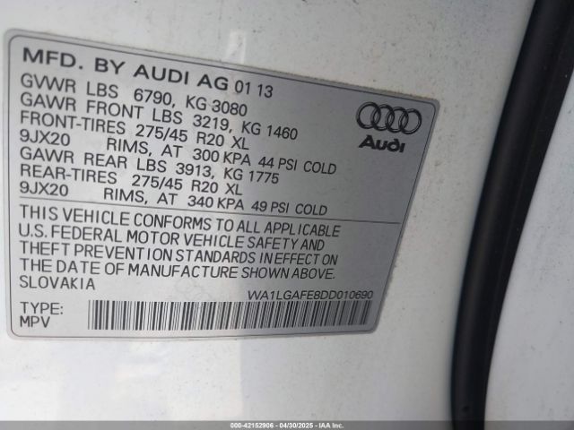 2013 AUDI Q7 WA1LGAFE8DD010690 Photo 8