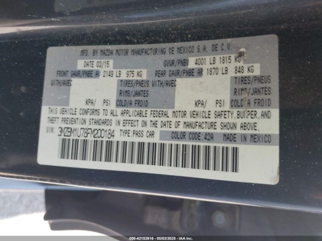 2015 MAZDA MAZDA3 3MZBM1U78FM200184 Photo 8