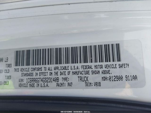 1C6RR6GT4GS231408 RAM 1500 Slt