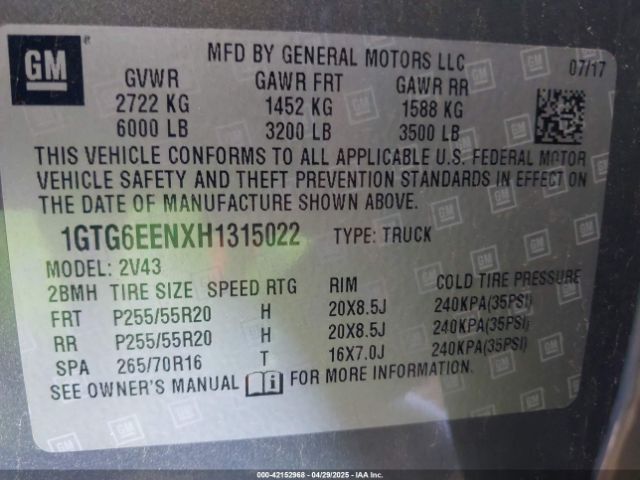 1GTG6EENXH1315022 GMC Canyon Denali