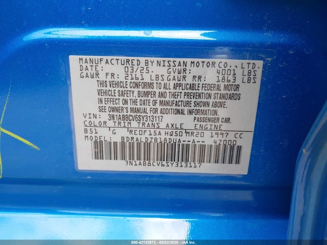 3N1AB8CV6SY313117 Nissan SENTRA SV