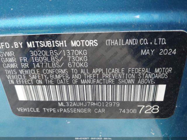 ML32AUHJ7RH012979 Mitsubishi Mirage Es/le