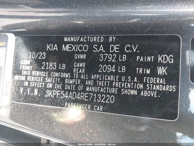 3KPF54AD4RE713220 KIA Forte Gt-line