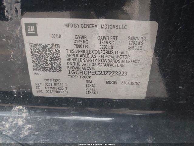 2018 CHEVROLET SILVERADO 1500 1GCRCPEC2JZ273223 Photo 8