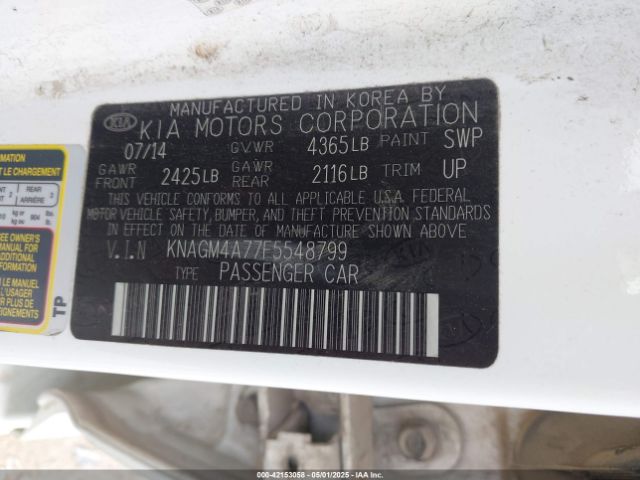 KNAGM4A77F5548799 KIA Optima Lx