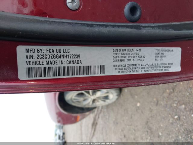 2C3CDZGG4NH172239 Dodge Challenger