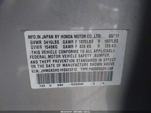 JHMGK5H51HS023212 Honda FIT LX