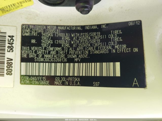 2012 TOYOTA SIENNA 5TDXK3DC3CS268136 Photo 8